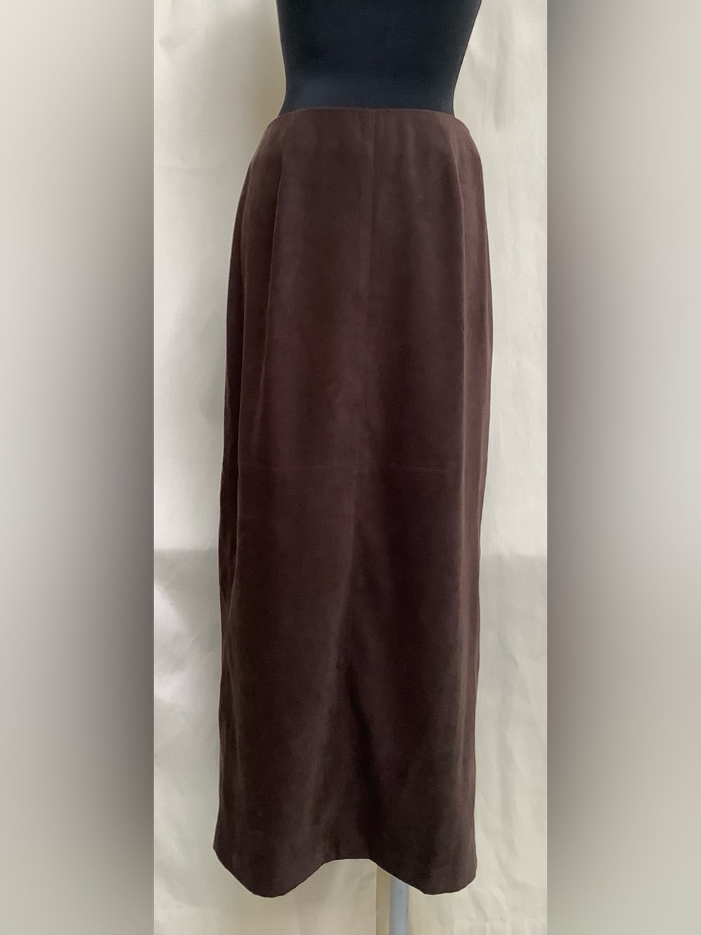 Bagatelle Dark Brown Straight Midi Skirt-Vintage-Poly Spandex-Moleskin Like-6